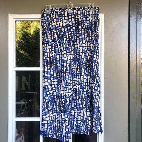 J.McLaughlin LouisaโMay Cobblestone Bias Midi Skirt Blue & Cloud, Sz 4, MP $158 - Picture 2 of 8